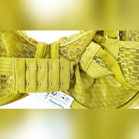 NWT Darjeeling Paris Vibrant Lime yellow green Lace Bra, Size FR 95D (US 36D) – - Picture 9 of 10